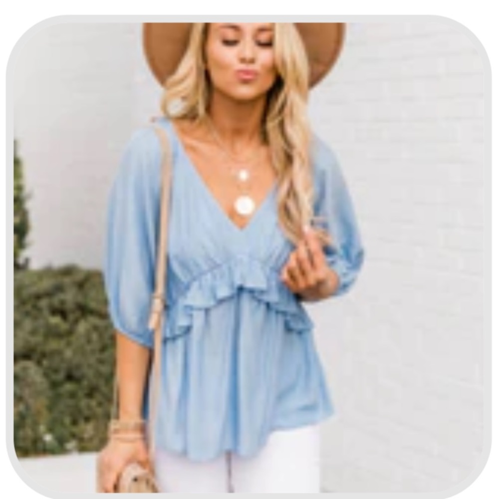 Ruffle babydoll top- blue